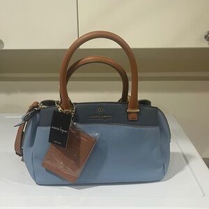 NWT Nanette Lepore Two-Tone Blue and Tan Satchel